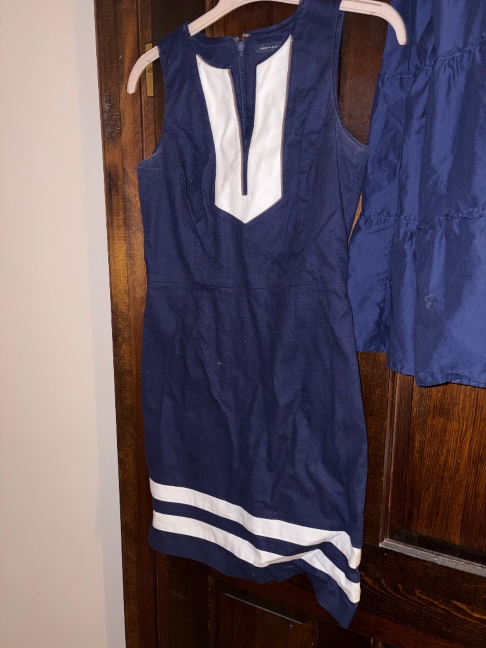 Tommy Hilfiger Navy White Sleeveless Sheath Dress Size Small